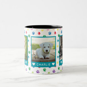 Tasse 2 Couleurs Trois Photos pour animaux de compagnie Noms Turquo