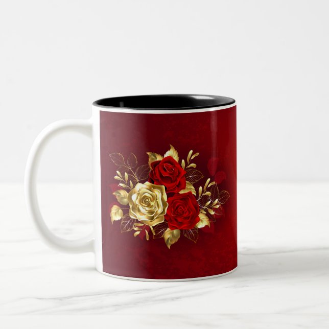 Tasse 2 Couleurs Trois Roses de bijoux (Gauche)