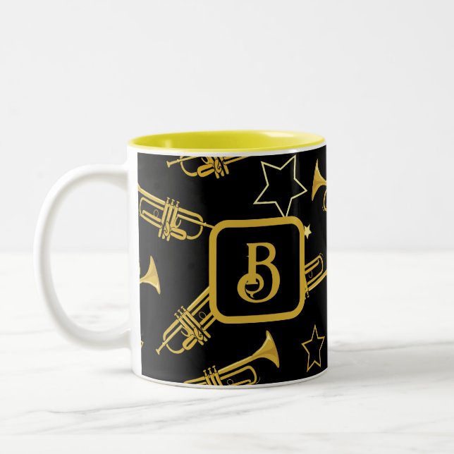 Tasse 2 Couleurs Trompettes et étoiles Monogramme (Gauche)