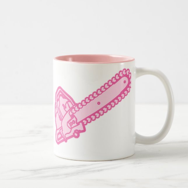 Tasse 2 Couleurs Tronçonneuse rose de l'amour (Droit)