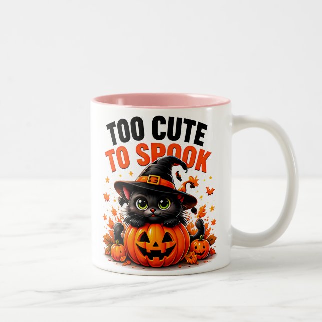 Tasse 2 Couleurs Trop Mignon Pour Effrayer Drôle Chat Noir Hallowee (Droit)