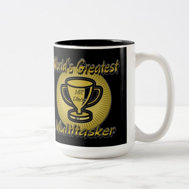 Tasse 2 Couleurs Trophée du plus grand multitâcheur du monde (Droit)