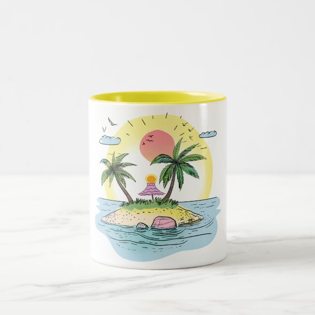 Tasse 2 Couleurs Tropical Island Sunset Vaisselle de Boisson (Centre)
