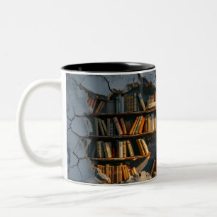 Tasse 2 Couleurs Trou dans la bibliothèque murale 3D comme