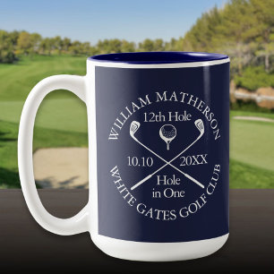 Tasse 2 Couleurs Trou en un de golf personnalisé bleu marine