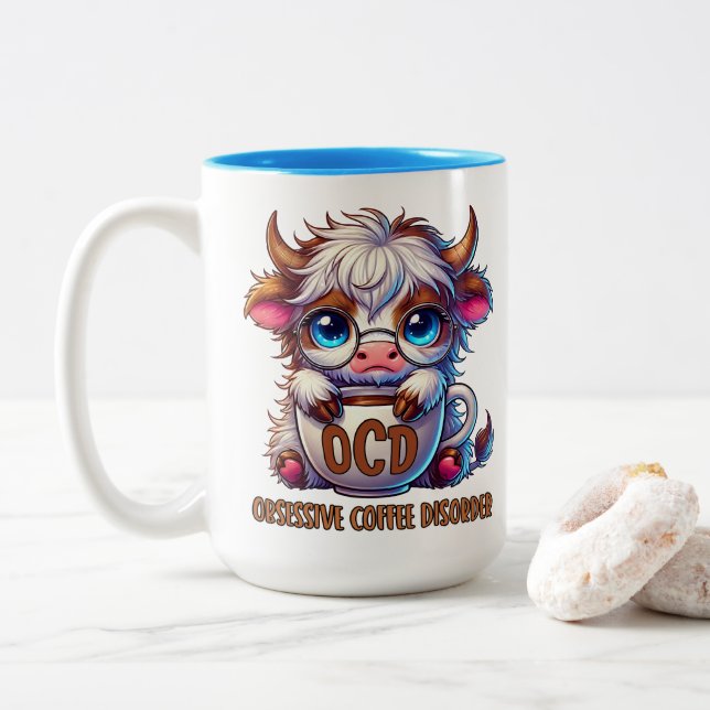 Tasse 2 Couleurs Trouble de café obsessionnel  (Avec donut)
