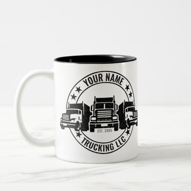 Tasse 2 Couleurs Trucker personnalisé Big Rig Semi Camion Camion (Gauche)