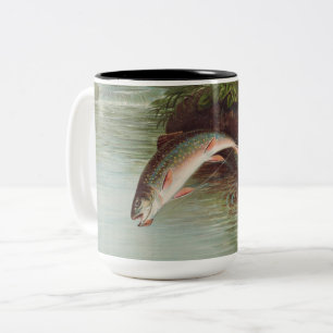 Tasse 2 Couleurs Truite de ruisseau Leaping par Samuel Kilbourne (1