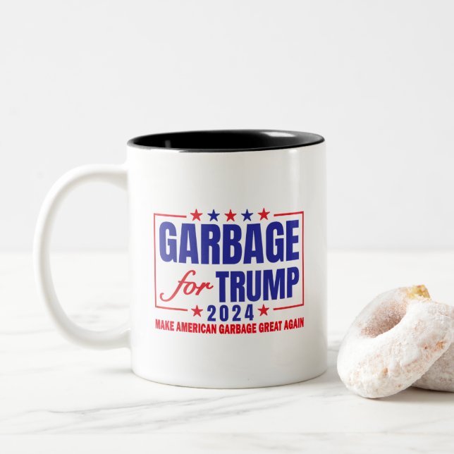 Tasse 2 Couleurs Trump Élection 2024 Fière D'Être Des Ordures Vote  (Avec donut)