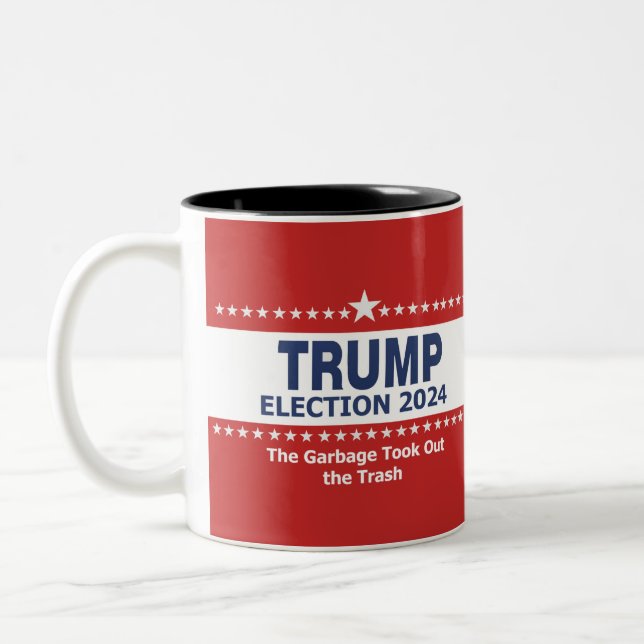 Tasse 2 Couleurs Trump Election 2024 Les ordures jettent les poubel (Gauche)