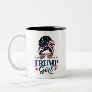 Tasse 2 Couleurs Trump Girl Messy Bun Trump 2024 Election American