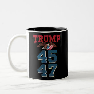 Tasse 2 Couleurs Trump patriotique a gagné 45 et 47 Victoire Gagnan