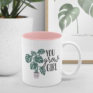 Tasse 2 Couleurs Tu Grandis Fille   Amoureux du Plante Monogramme d