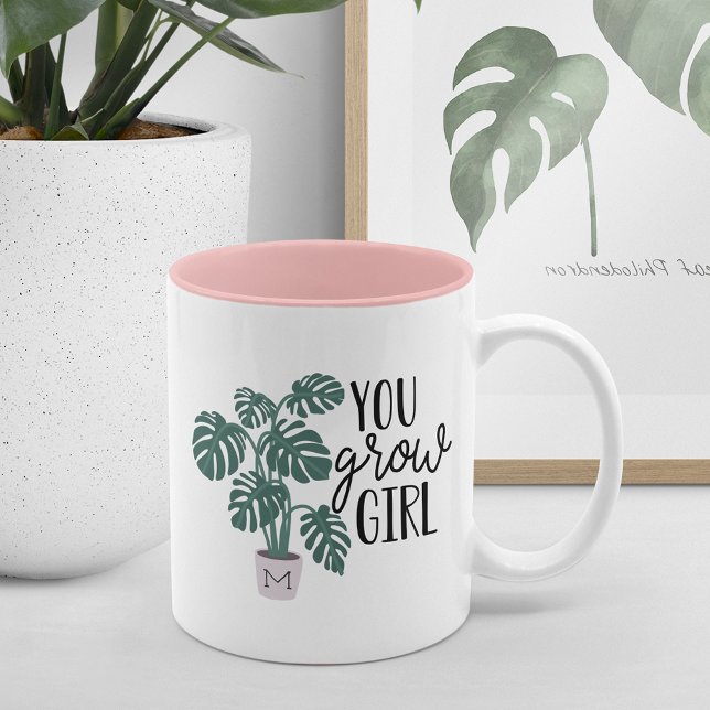 Tasse 2 Couleurs Tu Grandis Fille | Amoureux du Plante Monogramme d (Créateur téléchargé)