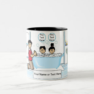 Tasse 2 Couleurs Tub Time - 1 Garçon, 1 Fille, Dessin de père célib
