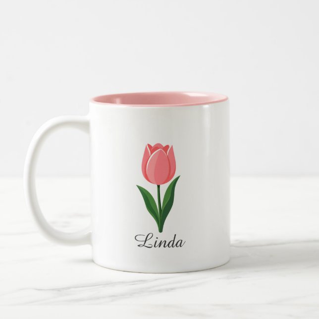Tasse 2 Couleurs Tulipe rose moderne (Gauche)