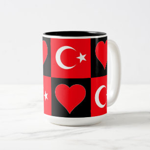 Tasse 2 Couleurs Turquie Drapeau Coeur Motif Amusant patriotique tu