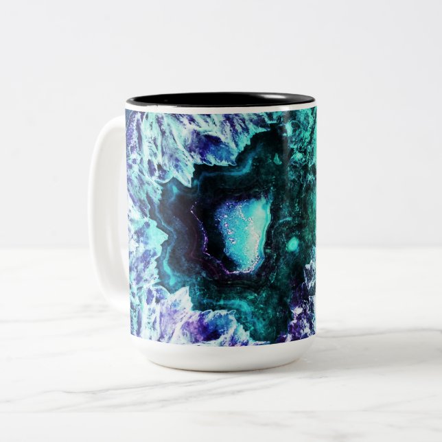 Tasse 2 Couleurs Turquoise assez glaciale et cristal pourpre de (Devant gauche)