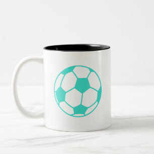 Tasse 2 Couleurs Turquoise; Blue Green Soccer Ball