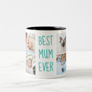 Tasse 2 Couleurs Turquoise Meilleure maman Jamais Custom Photo Mu