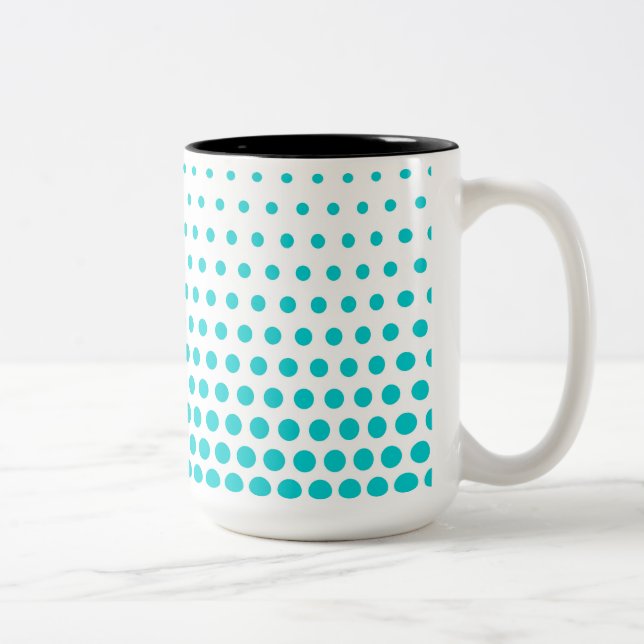Tasse 2 Couleurs Turquoise Pois Moderne Blanc (Droit)