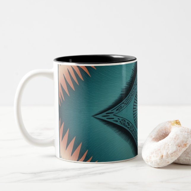 Tasse 2 Couleurs Turquoise Sunburst de Navajo Peach (Avec donut)