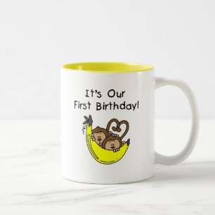 Tasse 2 Couleurs Twin Boys 1st Birthday Monkey Tshirts et cadeaux