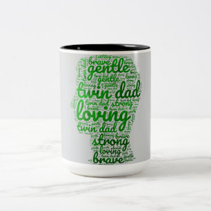 Tasse 2 Couleurs Twin Dad World Cloud Vert et gris