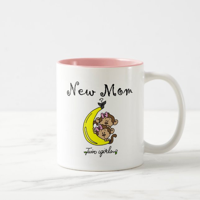 Tasse 2 Couleurs Twin Girls New Mom T-shirts et cadeaux (Droit)