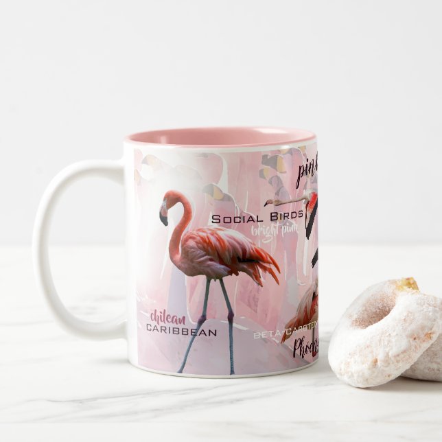 Tasse 2 Couleurs Typographe rose Flamingo | Customized (Avec donut)
