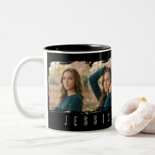Tasse 2 Couleurs Typographie Collée Jeune Fille
