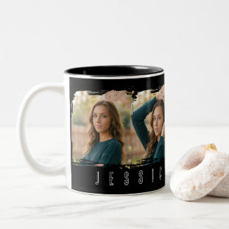 Tasse 2 Couleurs Typographie Collée Jeune Fille