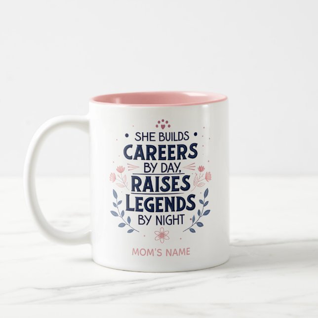 Tasse 2 Couleurs Typographie de citation de maman modifiable – Carr (Gauche)