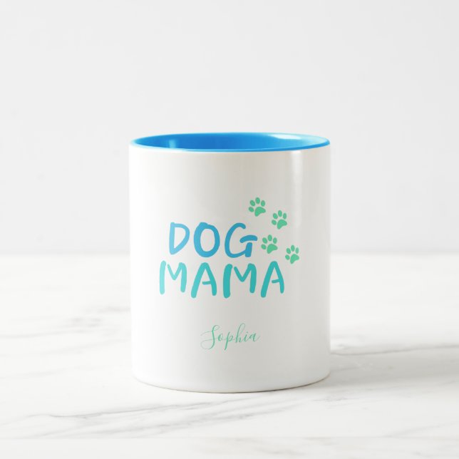 Tasse 2 Couleurs Typographie de mignonne Paw et Dog MAMA   (Centre)