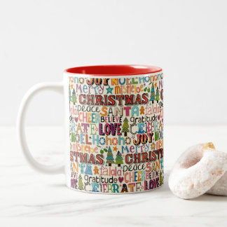 Tasse 2 Couleurs typographie de noël