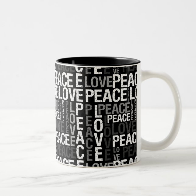 Tasse 2 Couleurs Typographie de paix d'amour (Droit)