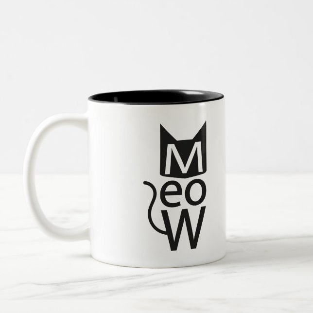 Tasse 2 Couleurs Typographie du chat de Meow (Gauche)