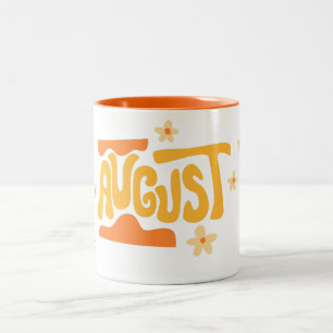 Tasse 2 Couleurs Typographie Florale d'Août