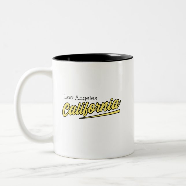 Tasse 2 Couleurs Typographie jaune de Los Angeles Californie (Gauche)