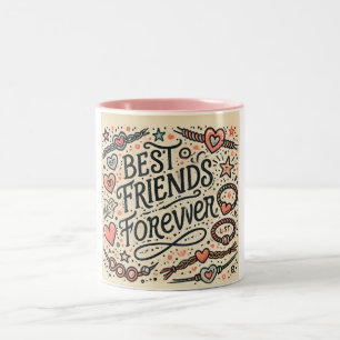 Tasse 2 Couleurs Typographie Meilleures Amies Pour Toujours