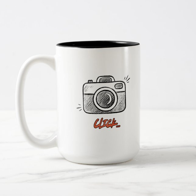Tasse 2 Couleurs Typographie minimale clic caméra doodle (Gauche)