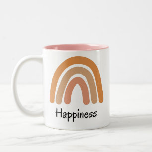 Tasse 2 Couleurs Typographie moderne du bonheur arc-en-ciel boho