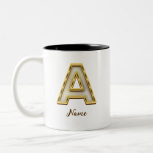Tasse 2 Couleurs Typographie originale A Monogram Gold
