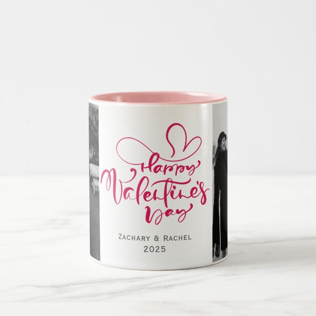 Tasse 2 Couleurs Typographie romantique Valentines jour couple 2 ph (Centre)