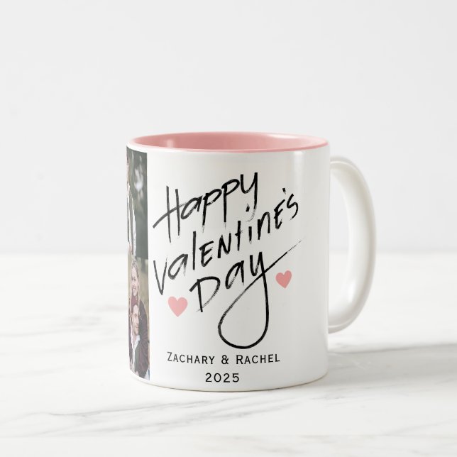 Tasse 2 Couleurs Typographie romantique Valentines jour couple 3 ph (Devant droit)