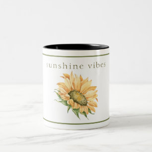 Tasse 2 Couleurs Typographie rustique du tournesol aquarelle
