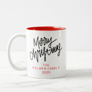 Tasse 2 Couleurs Typographie simple et élégante Nom de famille de N