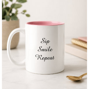 Tasse 2 Couleurs Typographie Tendance Amusante Moderne Bois Buvez S