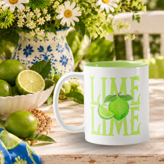 Tasse 2 Couleurs Typographie vert citron audacieuse avec citron ver