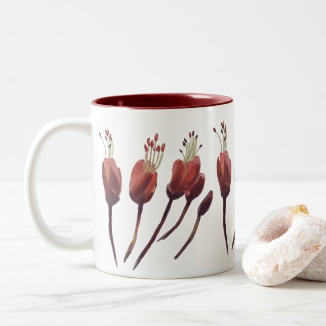 Tasse 2 Couleurs Uhiuhi Blossom Rare Native Hawaiian Elegant Floral (Avec donut)